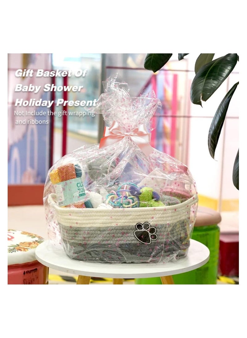 Generic Woven Cotton Rope Storage Basket Laundry Basket Organizer Small Baskets for Organizing Rope Storage Basket with Handle Cute Cotton Basket Nursery Gift Dog Toy Storage Bins Toy Organizer  - Image 2