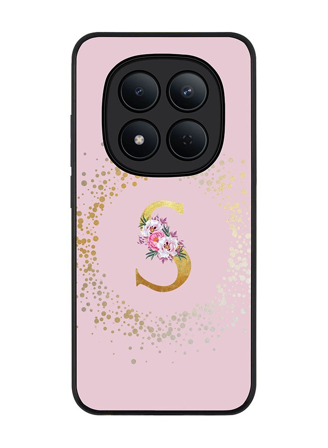 For Xiaomi Redmi Note 15 Pro 5G Case,Slim fit Camera Protection, Shockproof Thin Phone cover  - Custom Monogram Floral - S  (Pink )