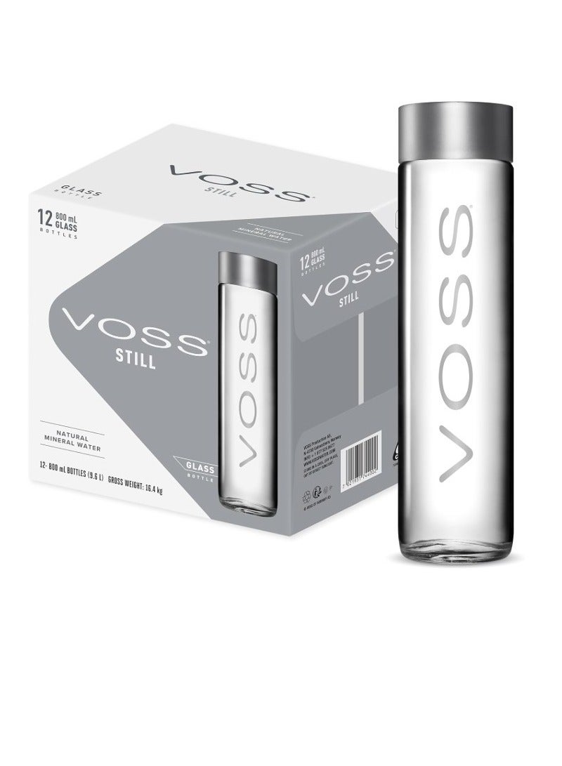 Voss Voss Natural Mineral Water, 800 ml x 12 glass bottles 