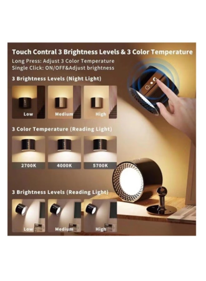 cyleto Wall Lights Wall Lamp with Remote, 5V Battery Operated Wall Sconce 2000mAh Rechargeable Battery, 3 Color & Dimmable, Led Wall Light with a Magnetic Link Base - Image 1