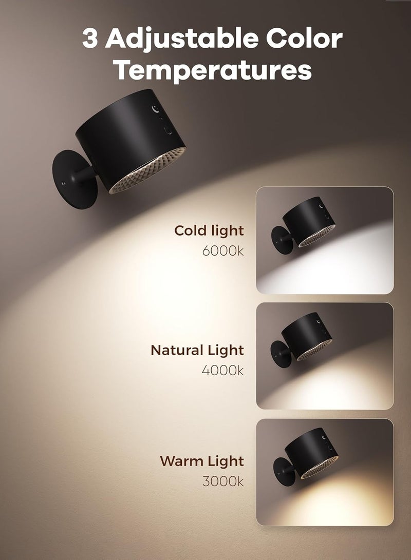 cyleto Wall Lights Wall Lamp with Remote, 5V Battery Operated Wall Sconce 2000mAh Rechargeable Battery, 3 Color & Dimmable, Led Wall Light with a Magnetic Link Base - Image 4
