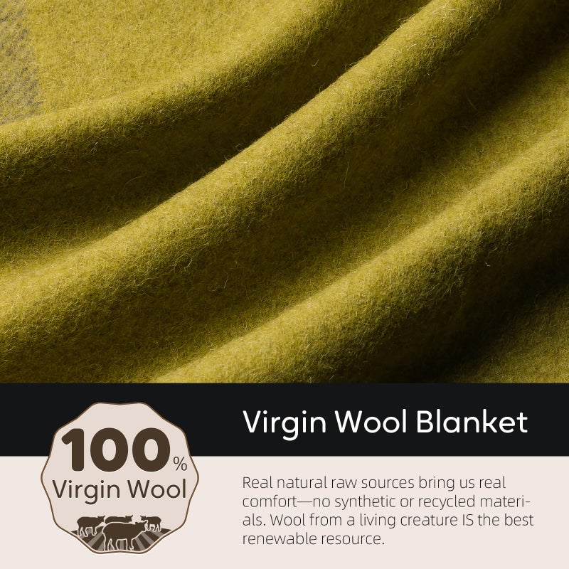 Molithe 100% Wool Blanket, 62" x 86", Warm, Thick, Washable, Military Wool Blanket, Great for Camping, Outdoors, Sporting Events, Survival Kits Azure Blue - Image 3