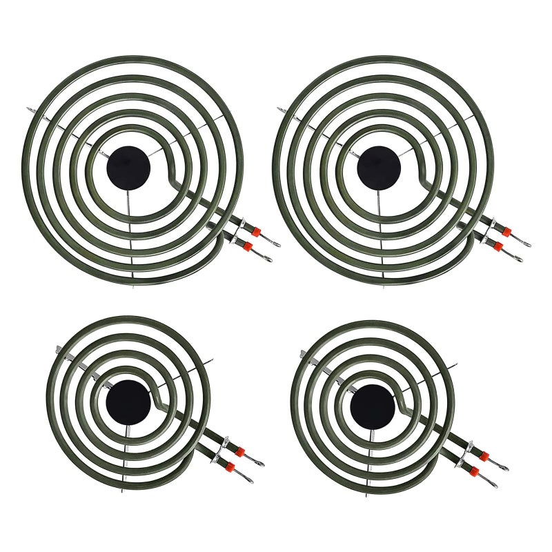 Upgraded MP22YA 4 Pack Electric Range Burner Element Unit Set, 2 x MP15YA 6" and 2 x MP21YA 8" Stove Burners Replacement for Kenmore Hardwick Maytag Norge Whirlpool Electric Range Stove Parts