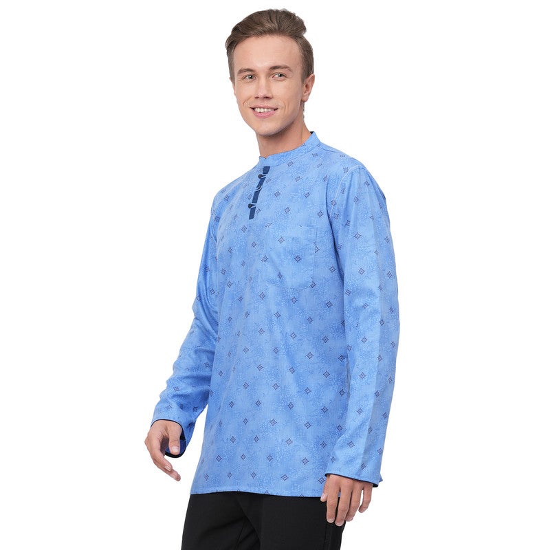 ARCHATTIRE كُرتا زهور أزرق سماوي للرجال - Image 5