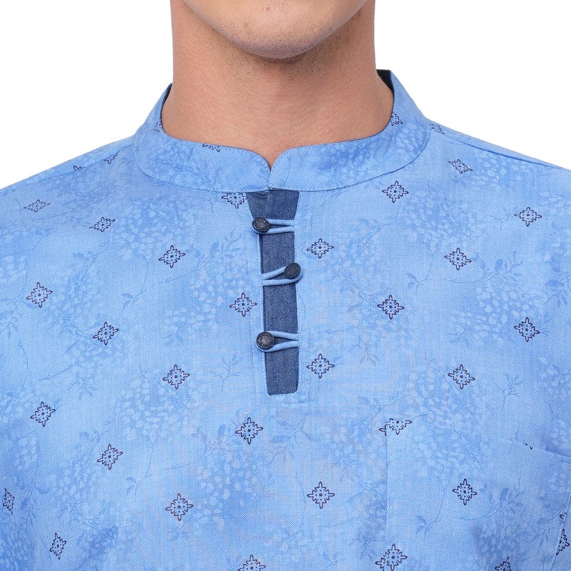 ARCHATTIRE كُرتا زهور أزرق سماوي للرجال - Image 3