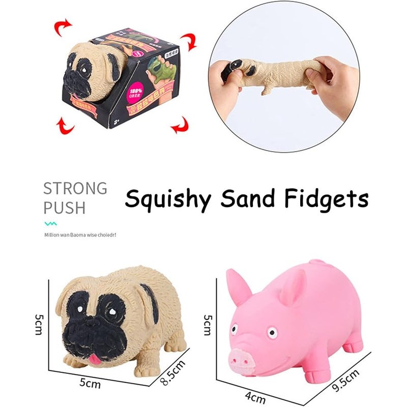 Holgosiu Squishy Sand Toys Fidgets Flexible Sensory Toys Squishy Pig Squeeze Dog Changeable Stress Reliever Pug Toy Slow Rebound Ball Variety of Shapes for OCD ADHD Helpful, 2Pcs - Image 2