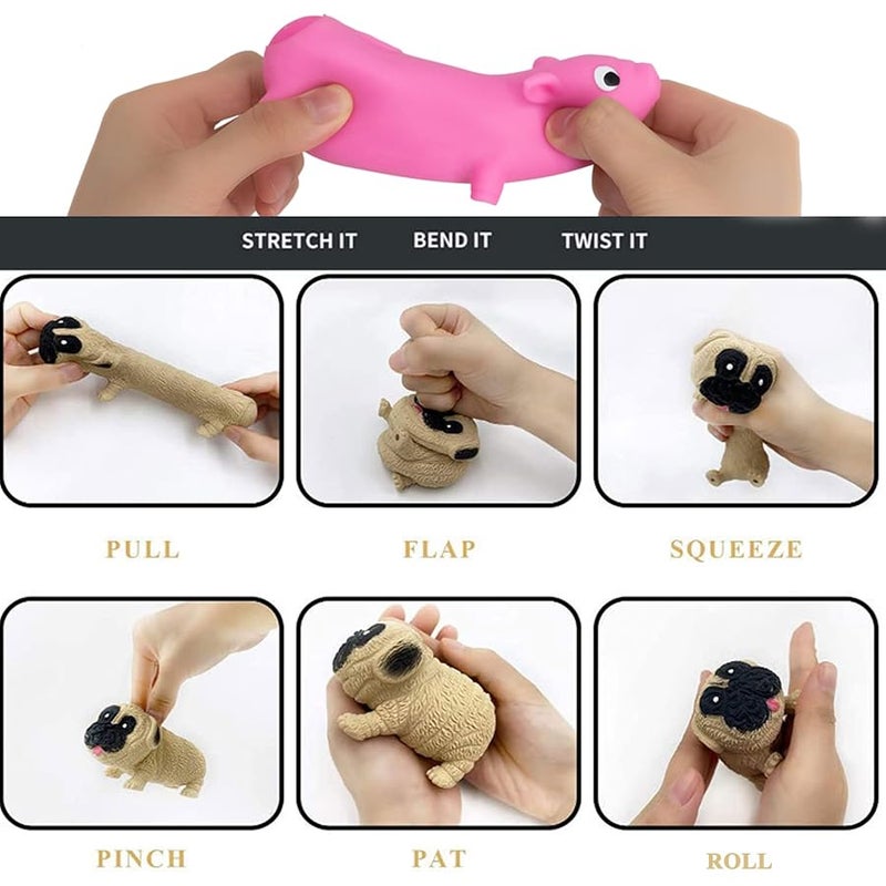 Holgosiu Squishy Sand Toys Fidgets Flexible Sensory Toys Squishy Pig Squeeze Dog Changeable Stress Reliever Pug Toy Slow Rebound Ball Variety of Shapes for OCD ADHD Helpful, 2Pcs - Image 3