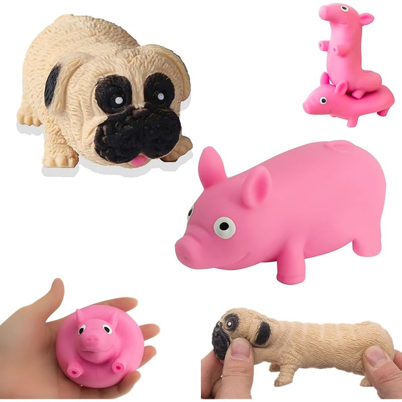 Holgosiu Squishy Sand Toys Fidgets Flexible Sensory Toys Squishy Pig Squeeze Dog Changeable Stress Reliever Pug Toy Slow Rebound Ball Variety of Shapes for OCD ADHD Helpful, 2Pcs - Image 1