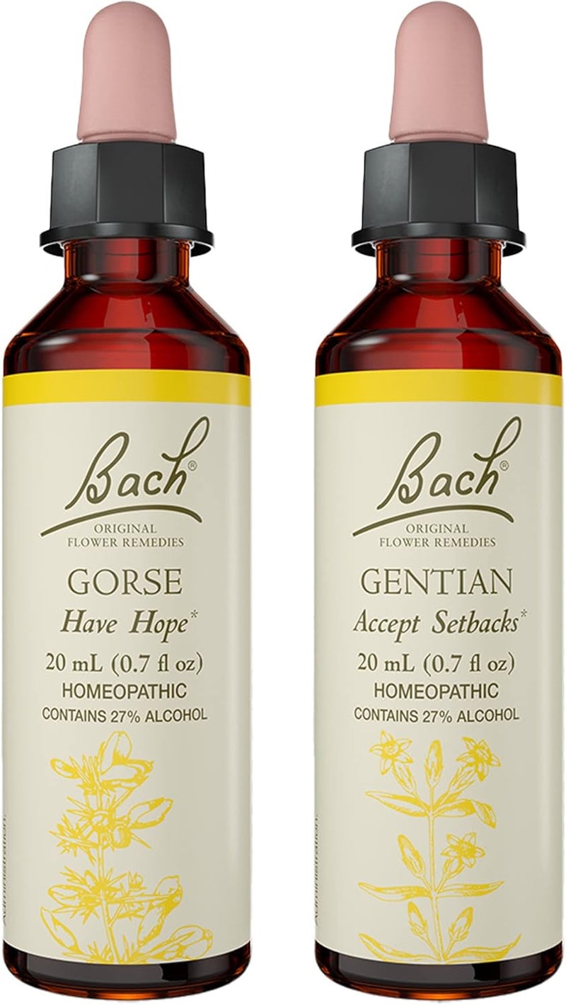 Bach Bach Original Flower Remedies 2-Pack, Be Optimistic" - Gentian, Gorse, Homeopathic Flower Essences, Vegan, 20mL Dropper x2 