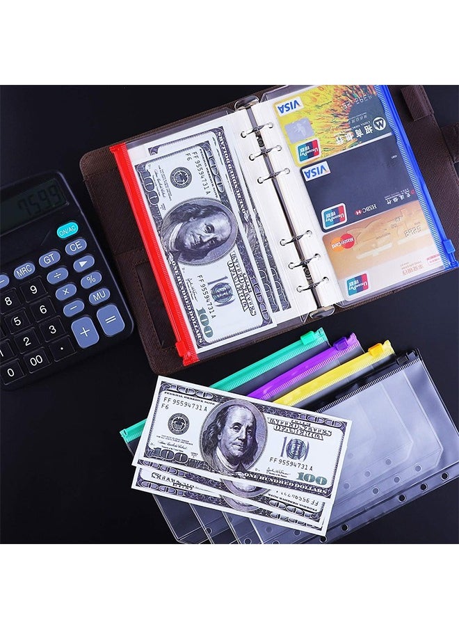 Ant - 12-Piece Binder Pockets A6 Size, Multicolor Zipper Folders for 6-Ring Binder Notebook Loose Leaf Bags, Waterproof PVC Pouch Document Filing Bags - Image 1