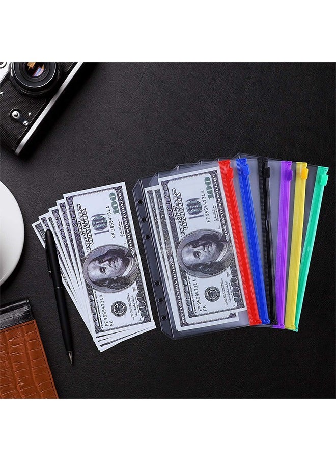 Ant - 12-Piece Binder Pockets A6 Size, Multicolor Zipper Folders for 6-Ring Binder Notebook Loose Leaf Bags, Waterproof PVC Pouch Document Filing Bags - Image 1