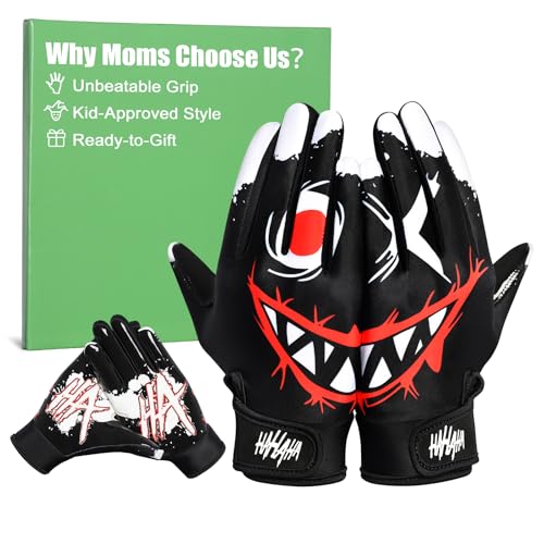 Pixel Panda Youth Football Gloves, Non-Slip Kids Football Gloves with Super Sticky Grip Palm, Breathable Wide Receiver Glove Best Gifts for Boys Girls - Image 1