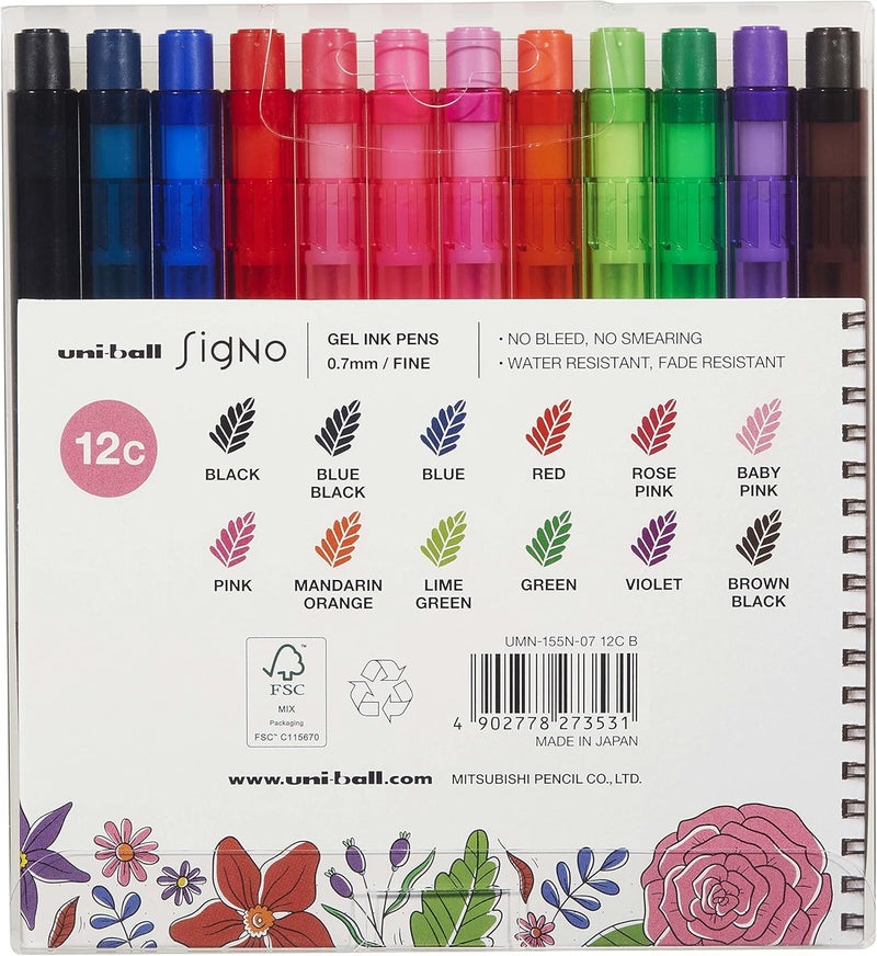 يوني بول Uni-Ball Signo Gel Ink Pen Set - 12 Colors - Image 2