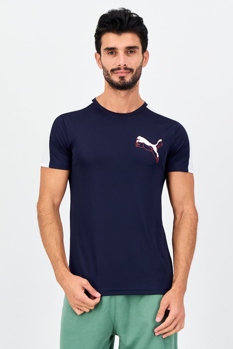 PUMA Men Slim Fit Short Sleeve Training T-shirt, Dark Navy - Image 1