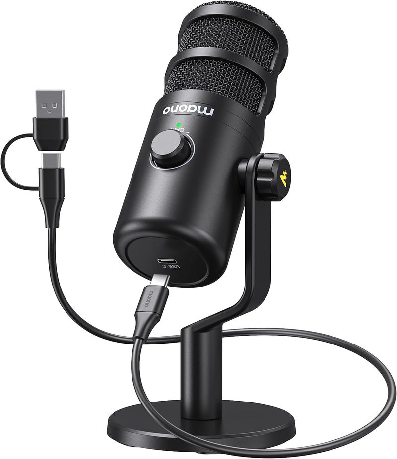Maono USB Dynamic Microphone for Podcast: Podcast Recording Microphone Plug&Play for Recording, Streaming, VoiceOver, Voice Isolation Technology, Metal Mic, Works for Audio Interface Mixer (PD100U) - Image 1