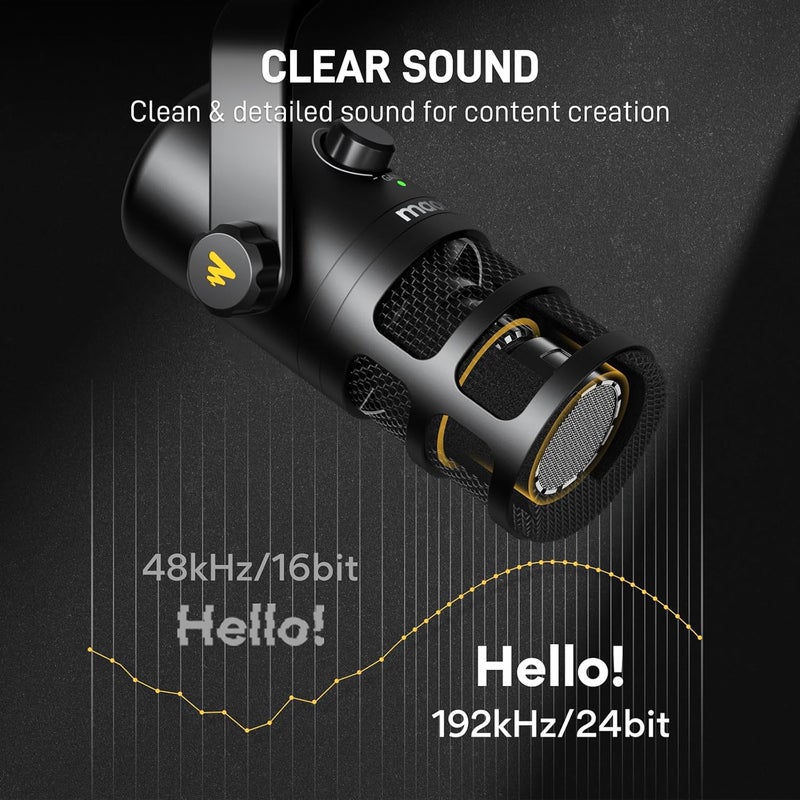 Maono USB Dynamic Microphone for Podcast: Podcast Recording Microphone Plug&Play for Recording, Streaming, VoiceOver, Voice Isolation Technology, Metal Mic, Works for Audio Interface Mixer (PD100U) - Image 5