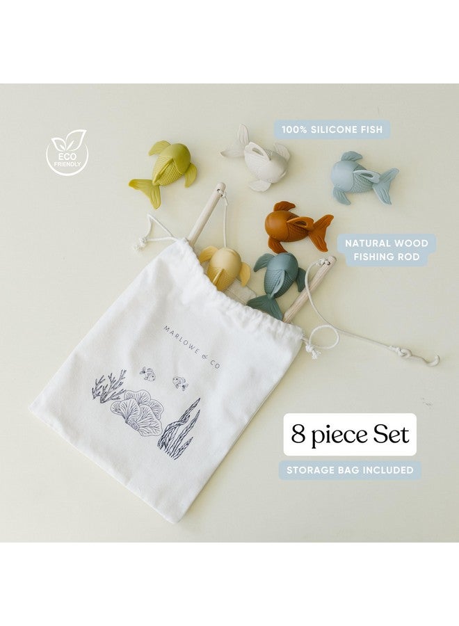Marlowe & Co Silicone and Wooden Fishing Playset, Montessori Fine Motor Skills Fish Game for Children with Storage Bag - Image 2