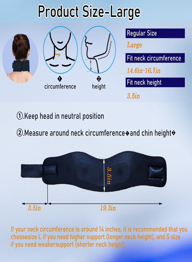 LEEVEEL Neck Stretcher for Pain Relief,Neck Support After Whiplash or Injury Adjustable Neck Collar for Sleeping Universal Neck Braces for Women&Men (Black, L-19.29"X3.54") - Image 3