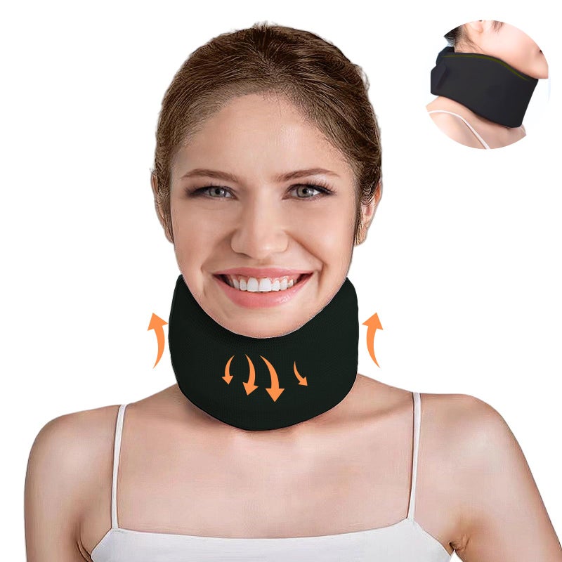 LEEVEEL Neck Stretcher for Pain Relief,Neck Support After Whiplash or Injury Adjustable Neck Collar for Sleeping Universal Neck Braces for Women&Men (Black, L-19.29"X3.54") - Image 1
