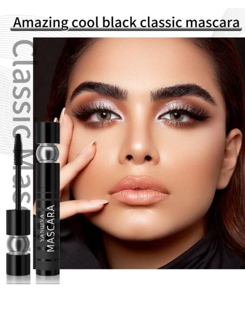 YANQINA Mascara Long Roll Volumizing and Lengthening Waterproof Plump Cream Volume and Long Roll Mascara Strong Dense Abundant Mascara Waterproof Mega Brush Cool Black Mascara with Silicone Brush Head - Image 2
