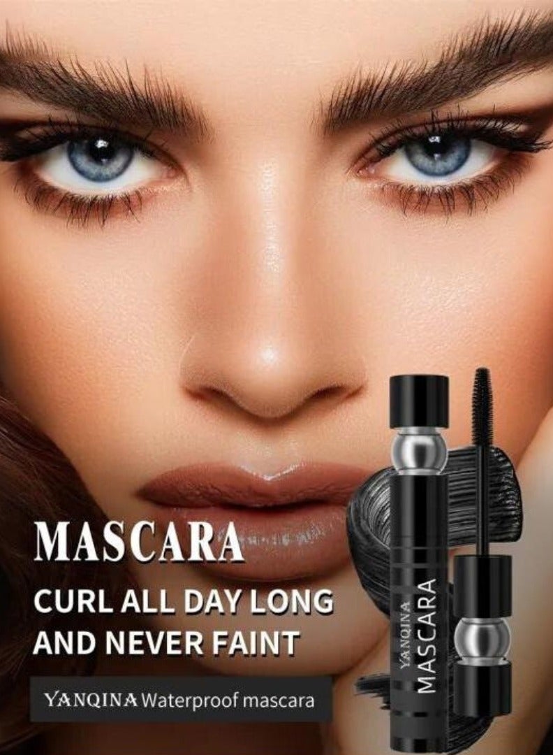 YANQINA Mascara Long Roll Volumizing and Lengthening Waterproof Plump Cream Volume and Long Roll Mascara Strong Dense Abundant Mascara Waterproof Mega Brush Cool Black Mascara with Silicone Brush Head - Image 5