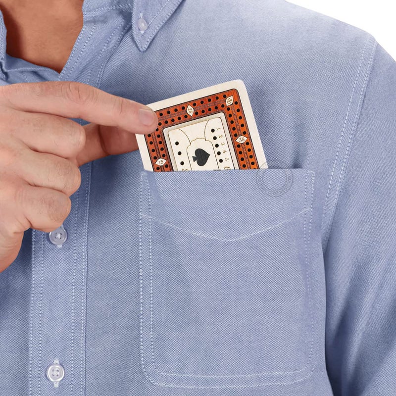 House of Cribbage - 2 Track - Wooden Travel/Pocket Size Cribbage Board - 4 Inch - Inlaid in Maple Wood/Bloodwood with Storage Space for Cribbage Pegs - 60 Points - Non Continuous - Image 5