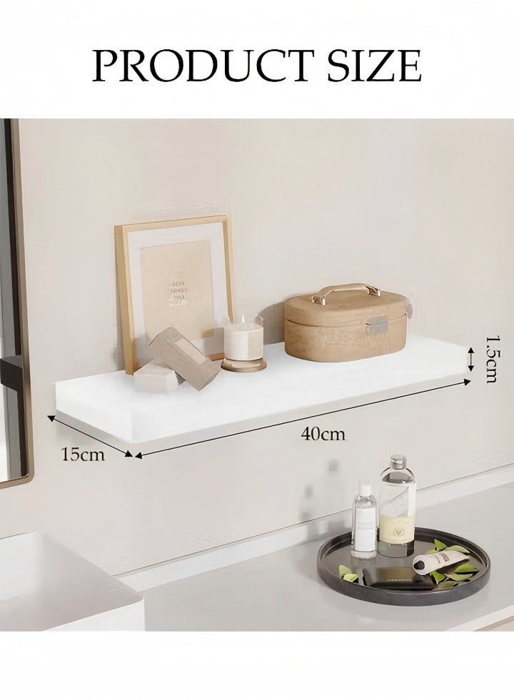 DUNISO 4 Pieces, Floating Shelves For Wall Decor, Wall Shelves, Wall Mounted Shelves For Bedroom Storage, Large Deep Wall Mounted Shelves For Bathroom Towels Laundry Room Living Room Kitchen Closet, White  - Image 2