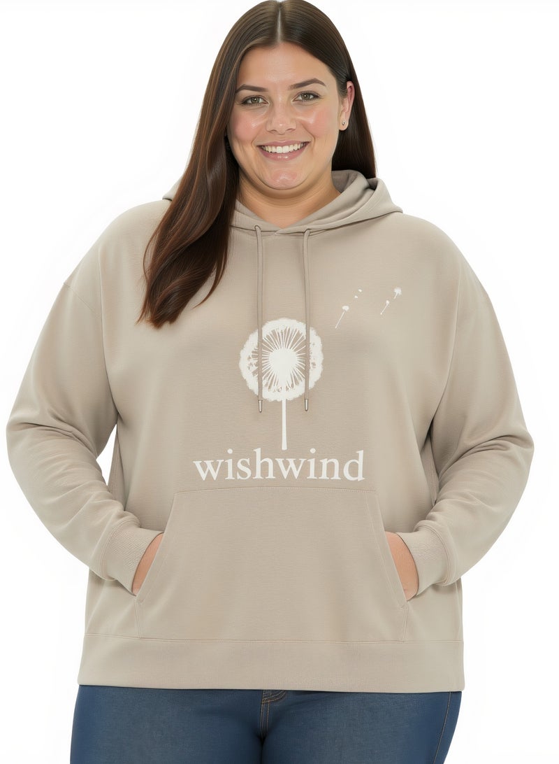 Unisex Dandelion Graphic Hoodie - Khaki