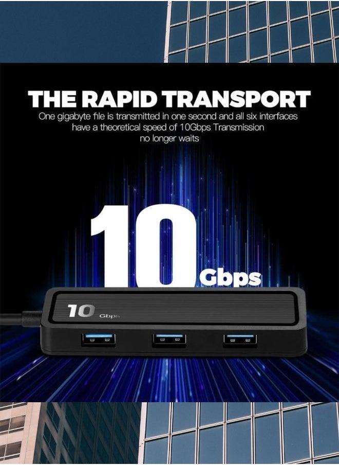 XLT 6 in 1 USB C Hub Multiport Type C 10Gpbs Support USB 3.2 Storage Devices SD TF Card Reader Slot 4 USB 3.2 Ports Compatible  - Image 5