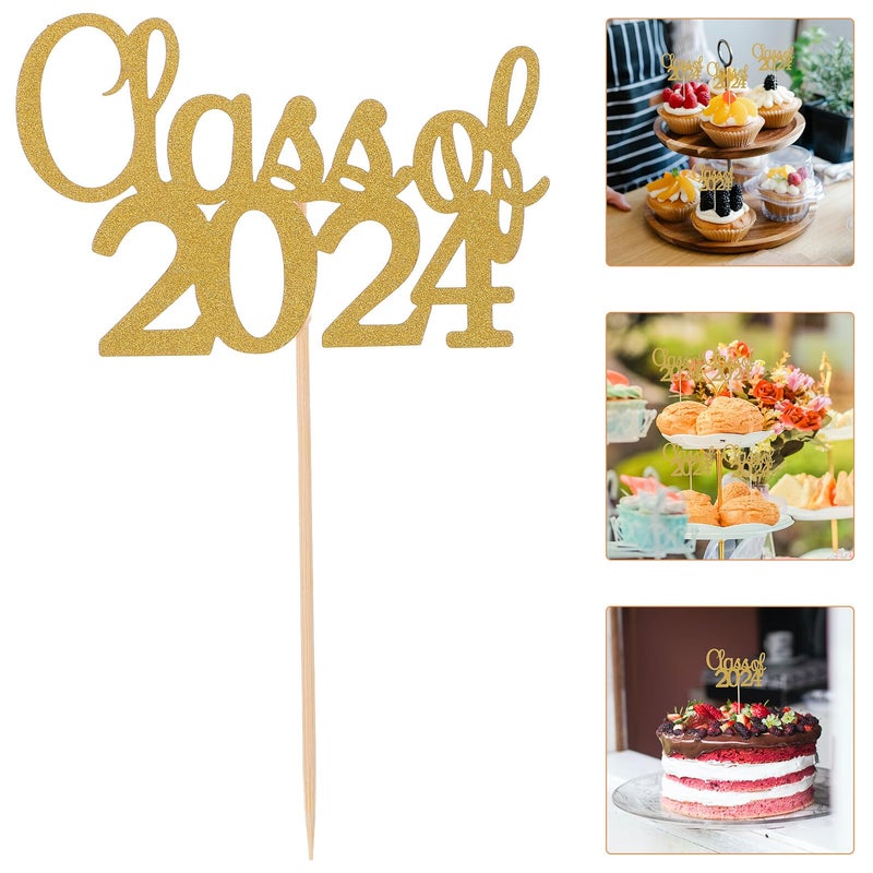 Graduation Cupcake Toppers 15Pcs Elegant Gold Cake Decorations Class of Party Centerpiece - Image 3