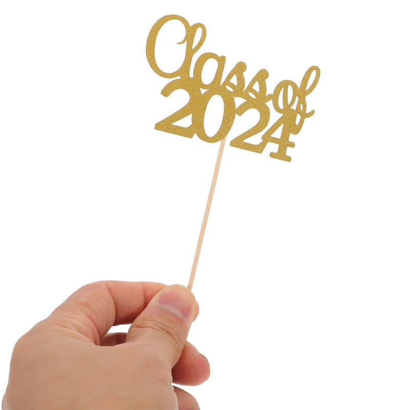 Graduation Cupcake Toppers 15Pcs Elegant Gold Cake Decorations Class of Party Centerpiece - Image 4