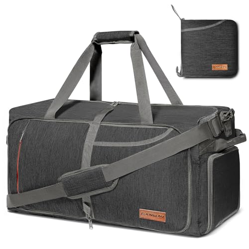 Canway 65L Travel Duffel Bag, Foldable Weekender Bag with Shoes Compartment for Men Women Water-proof & Tear Resistant (Panther Black, 65L) - Image 1