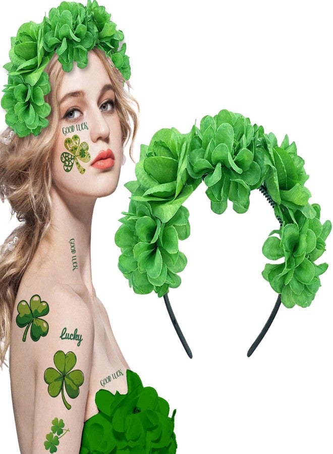 بيسماهير عصابات رأس من BASEMMAHER لعيد القديس باتريك، عصابة رأس إيرلندية خضراء مزينة بالزهور، تاج من الزهور، أغطية رأس مكسيكية، إكسسوارات أزياء للنساء، عيد القديس باتريك، حفلات السفر، المهرجانات، أغطية رأس للعطلات - Image 1