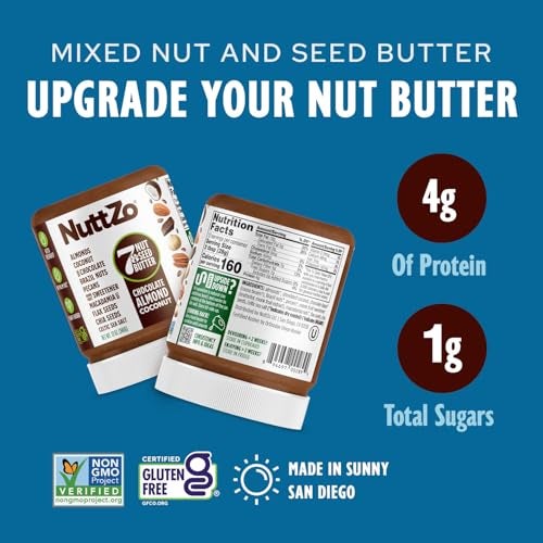 NuttZo Keto Chocolate Almond Coconut - 7 Nut And Seed Butter, Coconut, Brazil Nuts, Almonds, Pecans & More, Keto Friendly, Only 1g Sugar, No Added Oil, Non-GMO, Dark Chocolate, 2g Net Carbs, 12 oz Jar - Image 3
