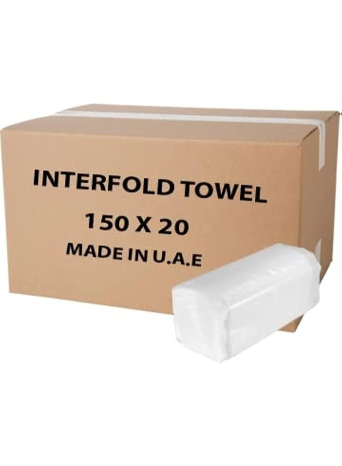 Interfold Tissue Hand Towels – 150 Sheets x 3 Packs - Image 2