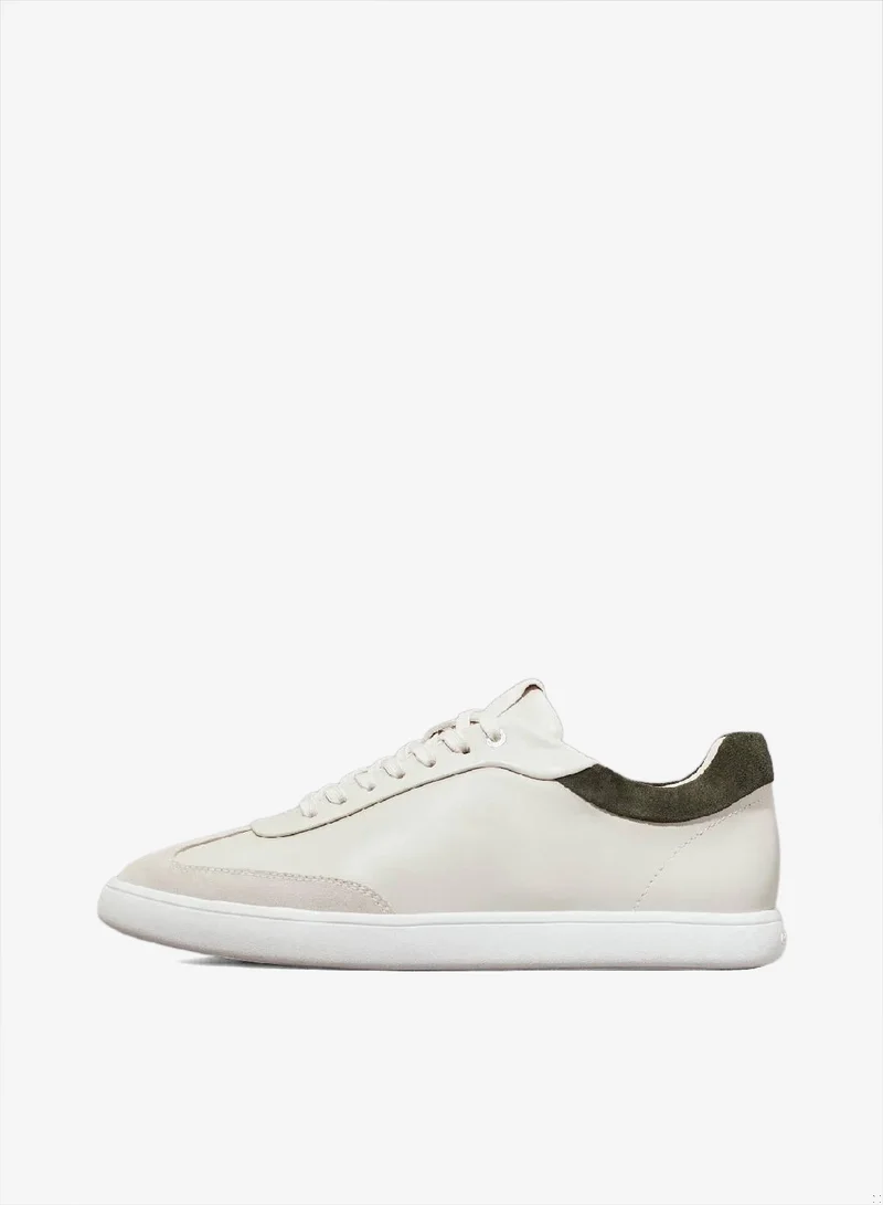 CALVIN KLEIN Dk Ecru/Dark Green Leather Trainers for Women | Best Price UAE