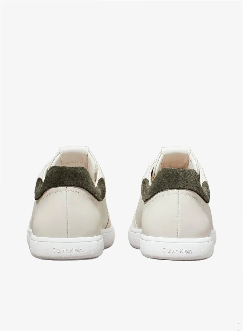 CALVIN KLEIN Dk Ecru/Dark Green Leather Trainers for Women | Best Price UAE