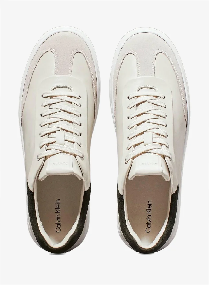 CALVIN KLEIN Dk Ecru/Dark Green Leather Trainers for Women | Best Price UAE