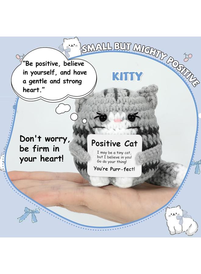 COCO KSA Mini Positive Crochet Cat, Handmade Emotional Support Knitted Doll with Inspirational Message, Cute Motivational Gift for Women, Men & Friends - Image 5