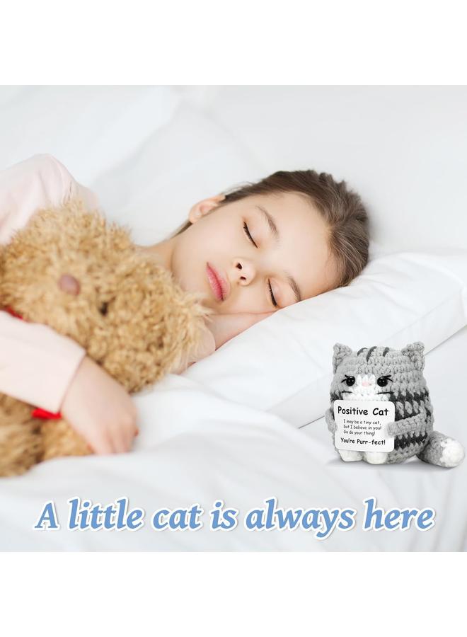 COCO KSA Mini Positive Crochet Cat, Handmade Emotional Support Knitted Doll with Inspirational Message, Cute Motivational Gift for Women, Men & Friends - Image 2