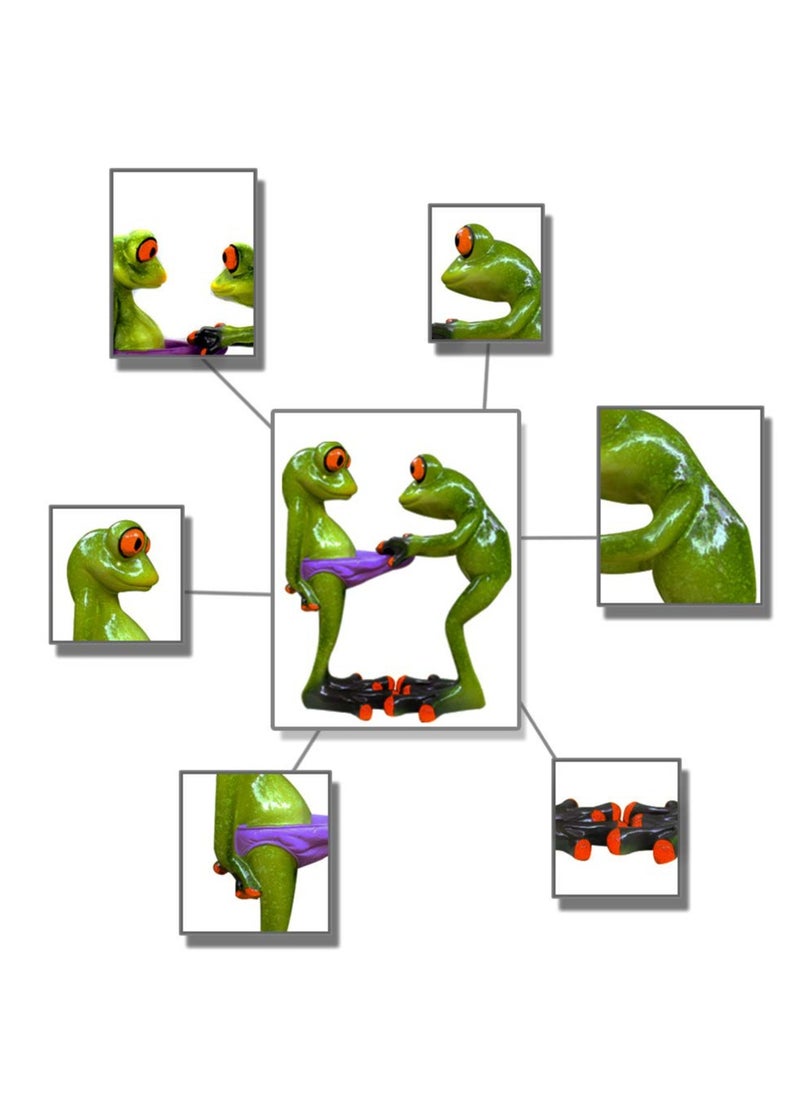 Excefore - Frog Figurines Decor Funny Creative Craft Resin Green Frog Sculpture Statue for Home Office Desk Tabletop Bathroom Decoration, Ornament Gift (Frog Pull Pants) - Image 1