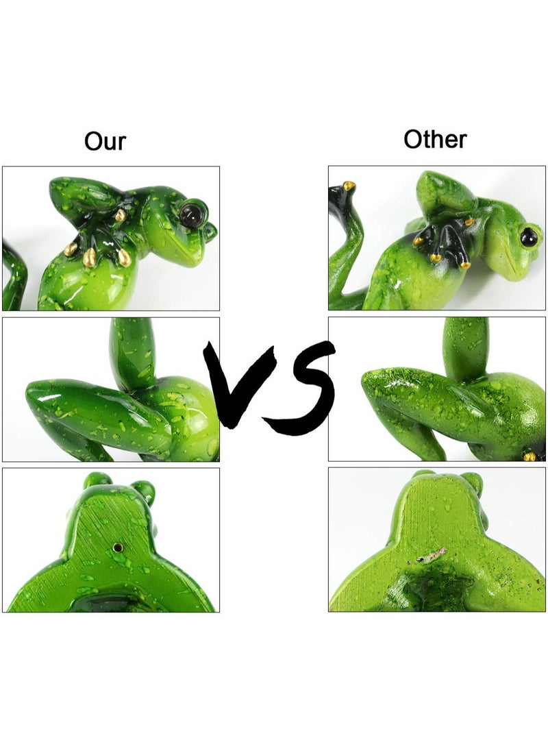 Excefore - Frog Figurines Decor Funny Creative Craft Resin Green Frog Sculpture Statue for Home Office Desk Tabletop Bathroom Decoration, Ornament Gift (Frog Pull Pants) - Image 1