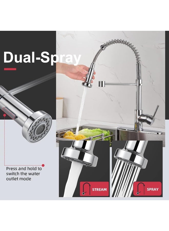 Cobbe Cobbe Kitchen Sink Mixer Tap, Spring Kitchen Faucet with Pull Down Sprayer, 2 Spray Modes High Arc Single Handle Lever Kitchen Tap (Chrome)  - Image 2