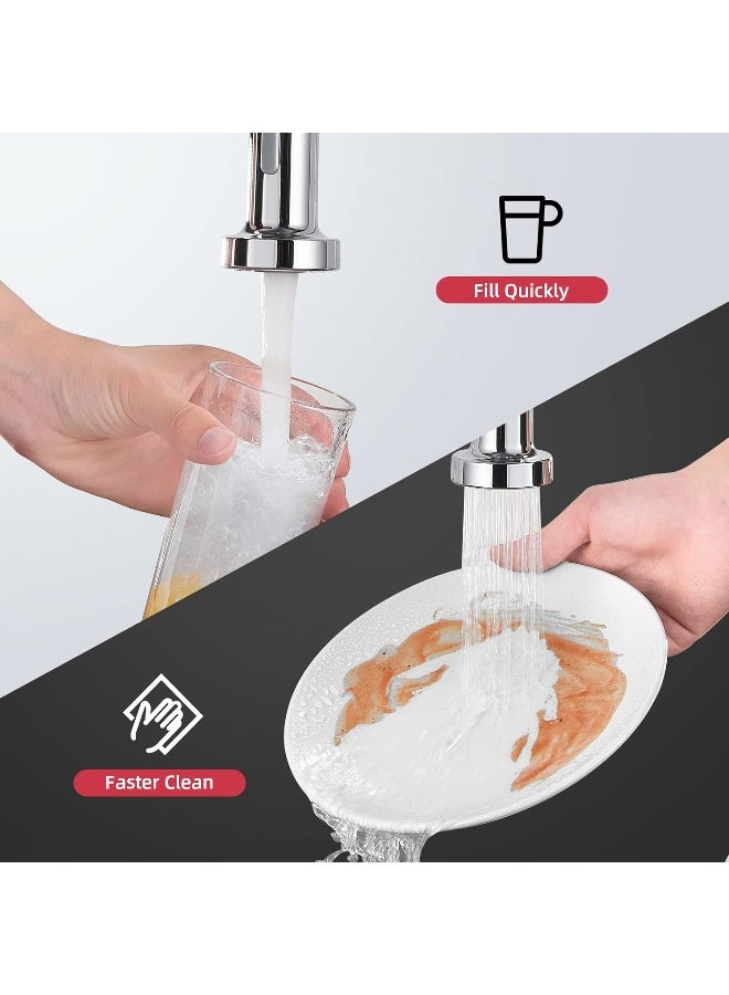 Cobbe Cobbe Kitchen Sink Mixer Tap, Spring Kitchen Faucet with Pull Down Sprayer, 2 Spray Modes High Arc Single Handle Lever Kitchen Tap (Chrome)  - Image 3