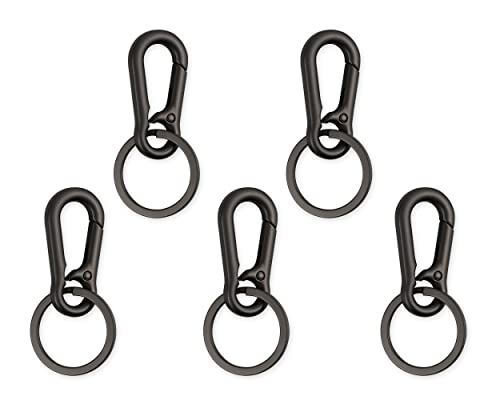 DS.DISTINCTIVE STYLE DS. DISTINCTIVE STYLE Carabiner Clip Keyring Stainless Steel Keychain with Snap Hook Quick Release Key Rings (2.9 in - Black) - Image 1