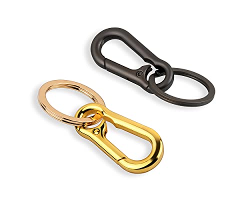 DS.DISTINCTIVE STYLE DS. DISTINCTIVE STYLE Carabiner Clip Keyring Stainless Steel Keychain with Snap Hook Quick Release Key Rings (2.9 in - Black) - Image 3