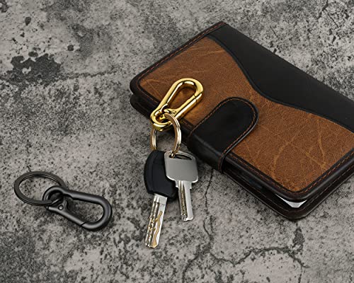 DS.DISTINCTIVE STYLE DS. DISTINCTIVE STYLE Carabiner Clip Keyring Stainless Steel Keychain with Snap Hook Quick Release Key Rings (2.9 in - Black) - Image 5
