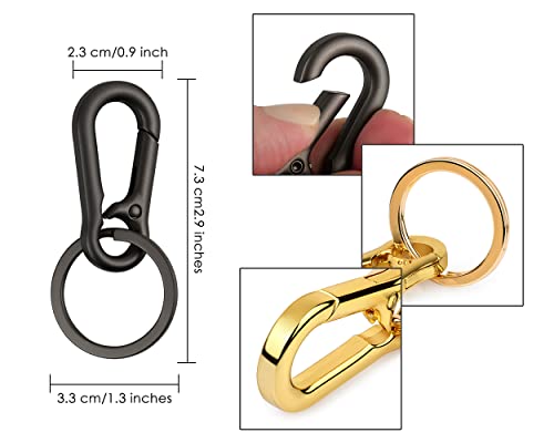 DS.DISTINCTIVE STYLE DS. DISTINCTIVE STYLE Carabiner Clip Keyring Stainless Steel Keychain with Snap Hook Quick Release Key Rings (2.9 in - Black) - Image 2