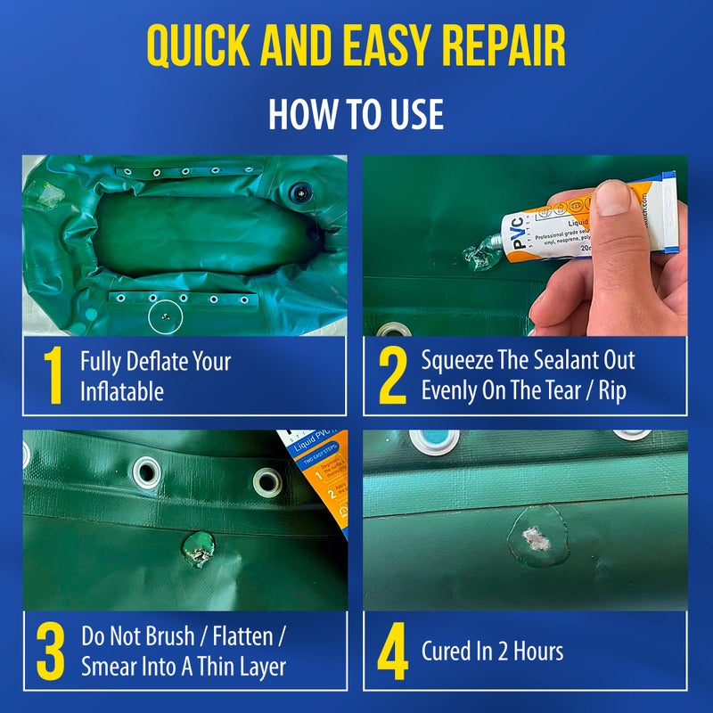 PVC Stitch طقم إصلاح ثقيل من PVC للخيام الهوائية، أسرّة الماء، أحواض الاستحمام الساخنة، حمامات السباحة فوق الأرض، المنازل القابلة للنفخ، حصائر الهواء، أنابيب PVC والخراطيم، أكياس الملاكمة، وأكثر من ذلك (+ حبل شبكي معزز) - Image 4