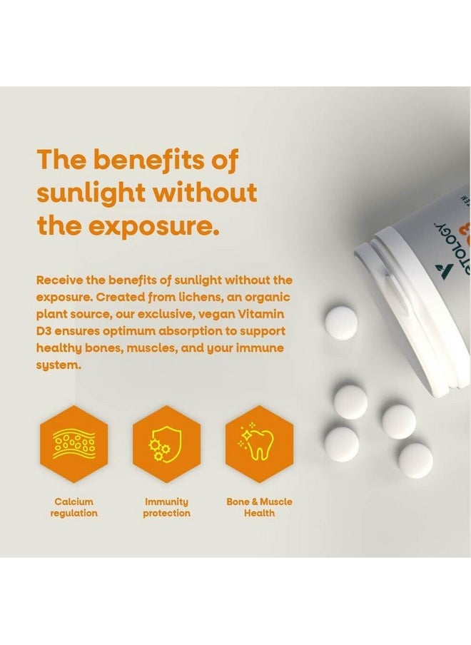 Vegetology Chewable Vitamin D3 Tablets - High Strength 62.5µg 2,500Iu Vitamin D3 Cholecalciferol - Vegan Gluten Free Vit D3 Vitamin Supplements (60Ct)  - Image 4